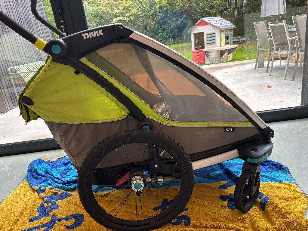 Fietskar Thule Cab dubbel PRIMA STAAT, Ophalen, Gebruikt, Kinderkar, Vering