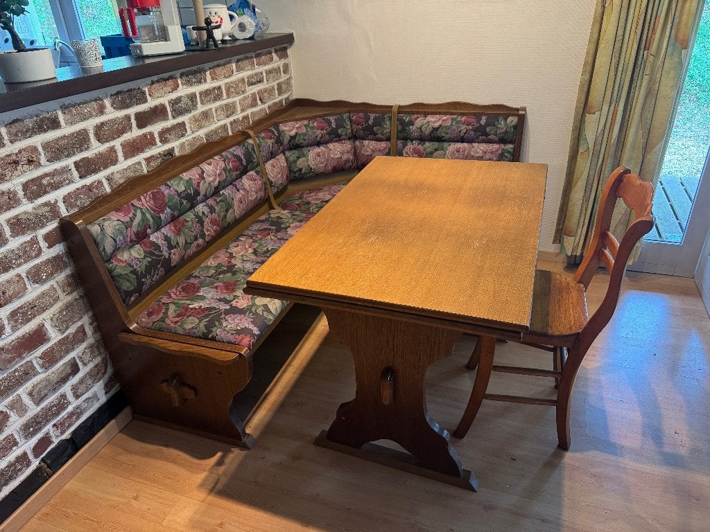 Table et banc de coin, Enlèvement ou Envoi, Utilisé, Banc d'angle, Bois