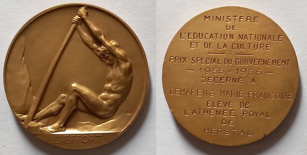 Médaille en bronze ’’L'EFFORT’’, Josuë Dupon, Enlèvement ou Envoi, Bronze
