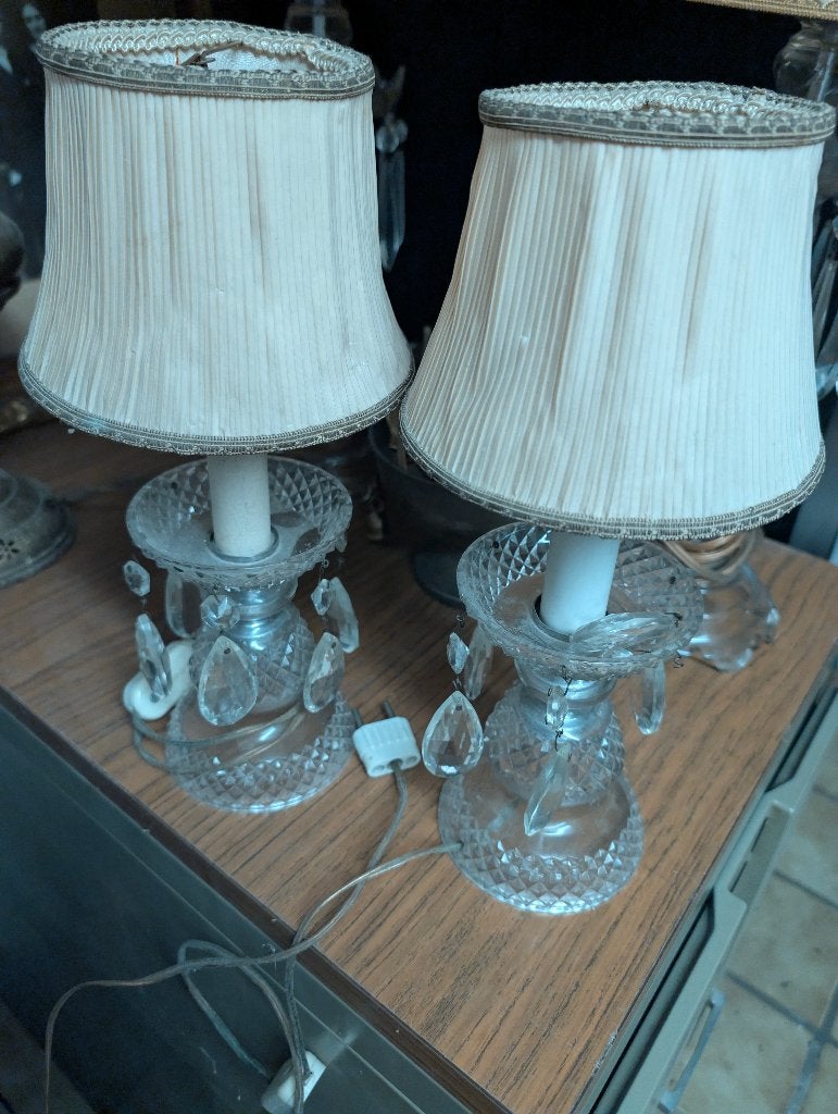 Lampes en cristal avec pampilles, Enlèvement, Utilisé, Verre