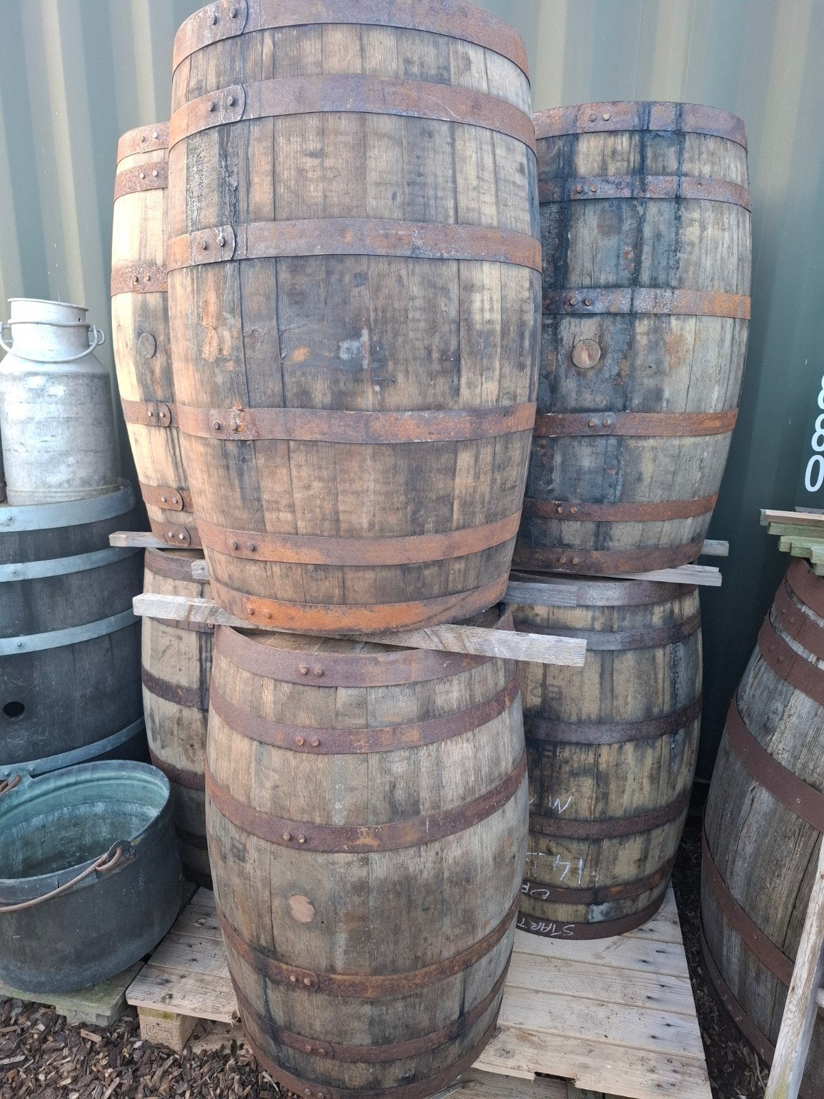 Eikenhouten whiskey tonnen als waterton & decoratie!, Tuin en Terras, Regentonnen, Ophalen