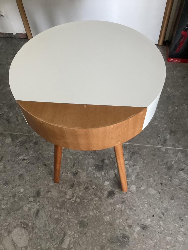 Bijzettafel, Minder dan 55 cm, Rond, Hout, Ophalen