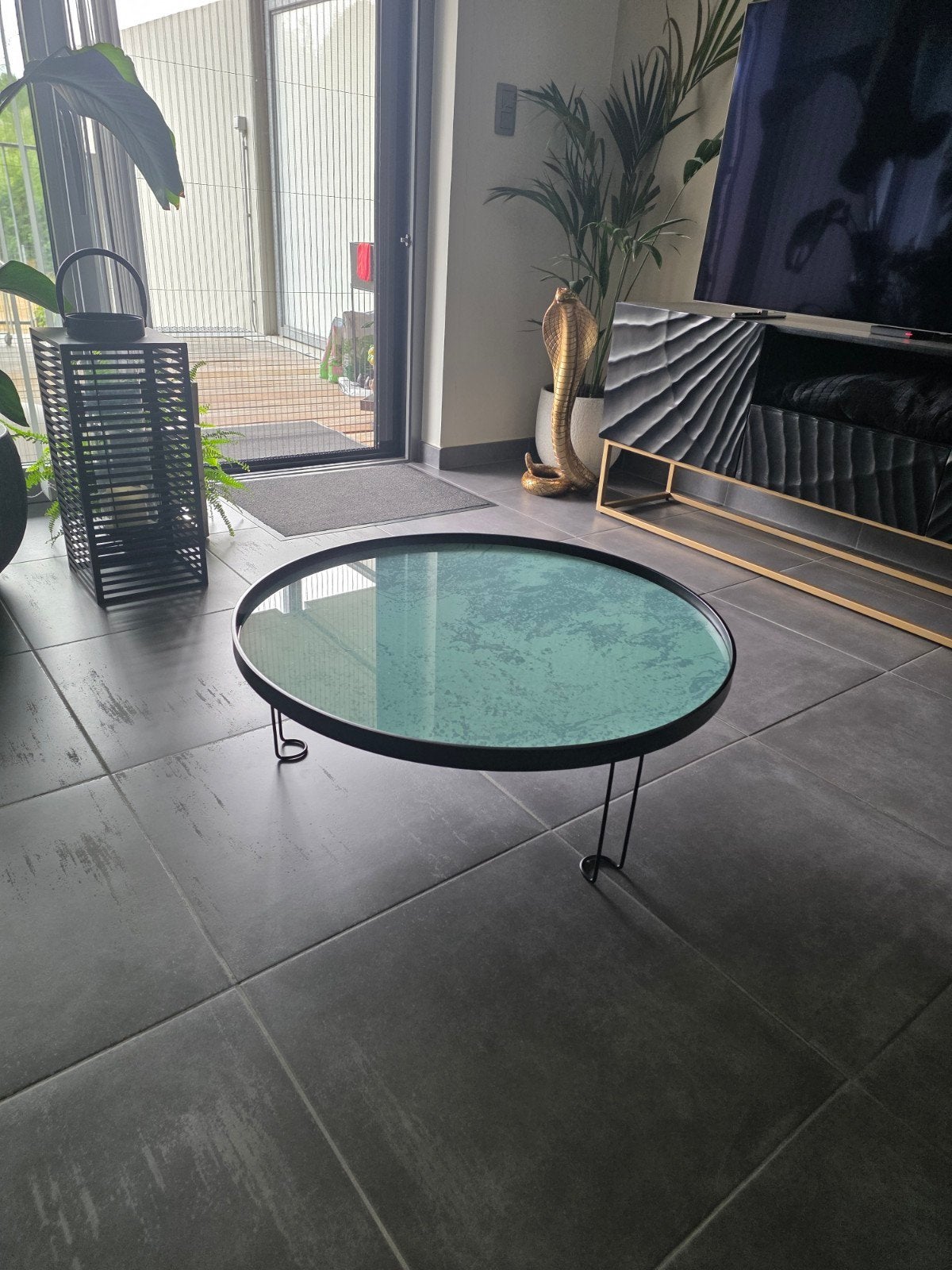 Salontafel, Huis en Inrichting, Tafels | Salontafels, Ophalen, Rond, 50 tot 100 cm, Zo goed als nieuw