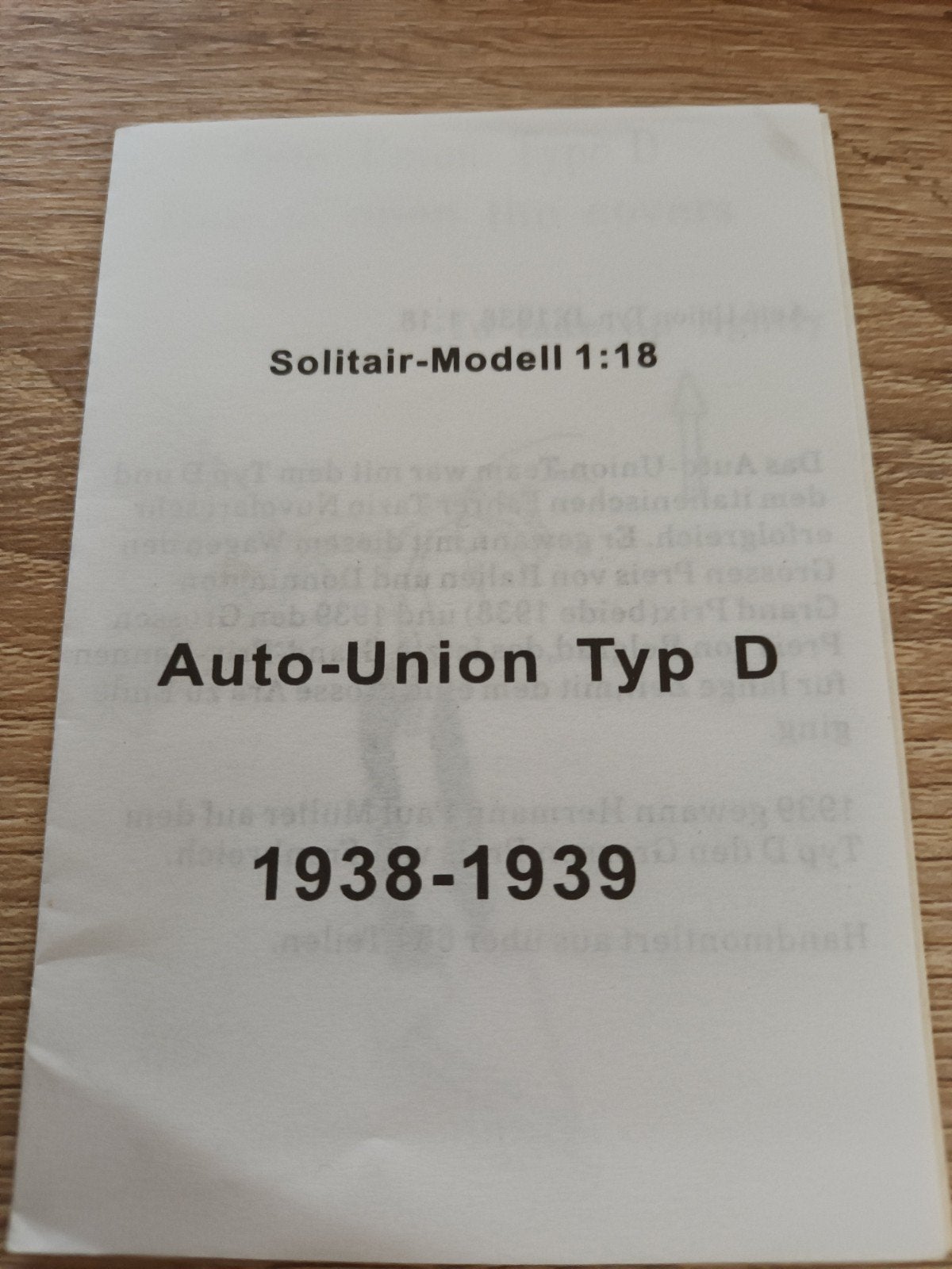 CMC Auto Union type D 1938/39, Enlèvement ou Envoi, Comme neuf, Voiture