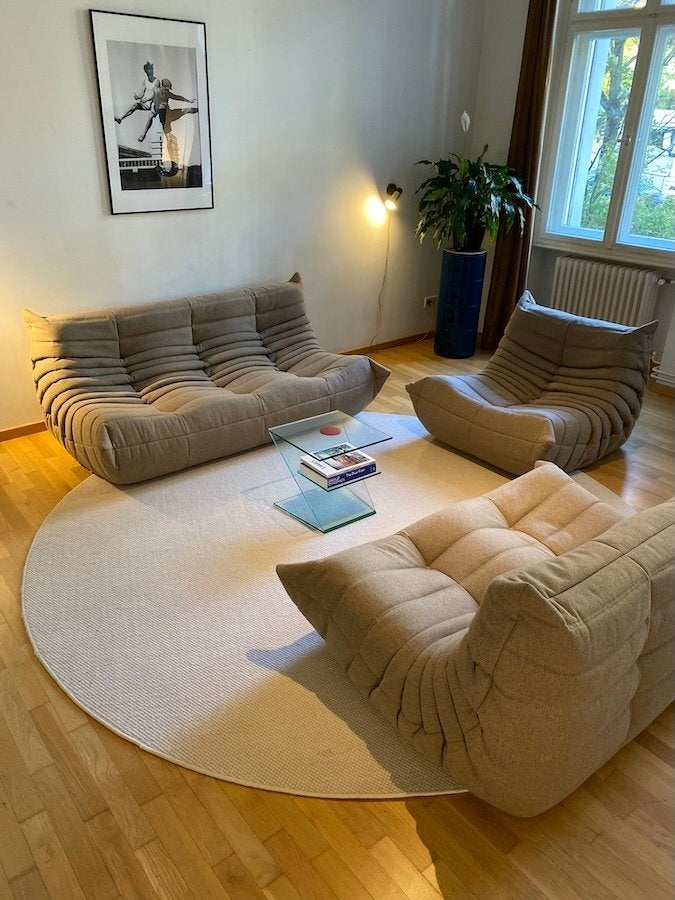 Ligne Roset - Togo - Ensemble siège/assise Taupe/Marron, Envoi, Comme neuf, Tissus, Knoll vitra artifort sede b&b italia cassina mid century modern