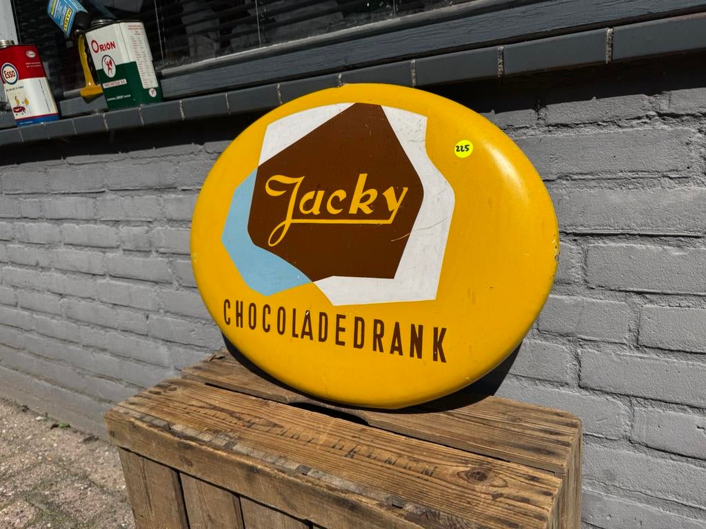 Jacky Chocolademelk reclamebord, Ophalen of Verzenden, Gebruikt, Reclamebord