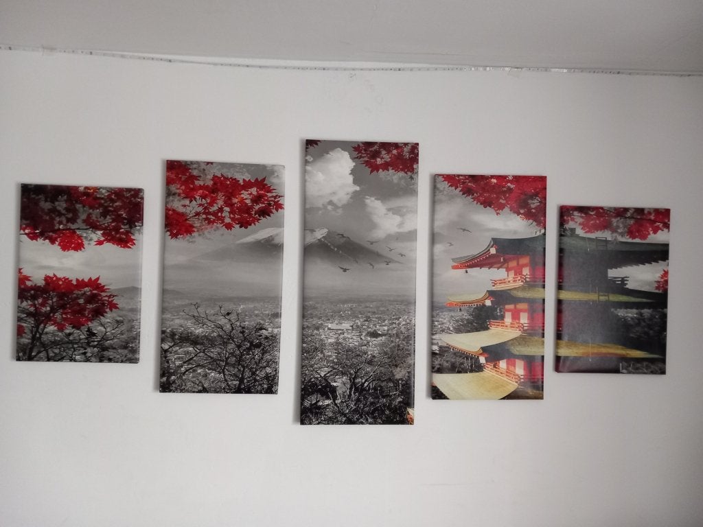Cadre du Japon divisé en 5 cadres, Maison & Meubles, Neuf, Multicolore, Enlèvement, 60 cm