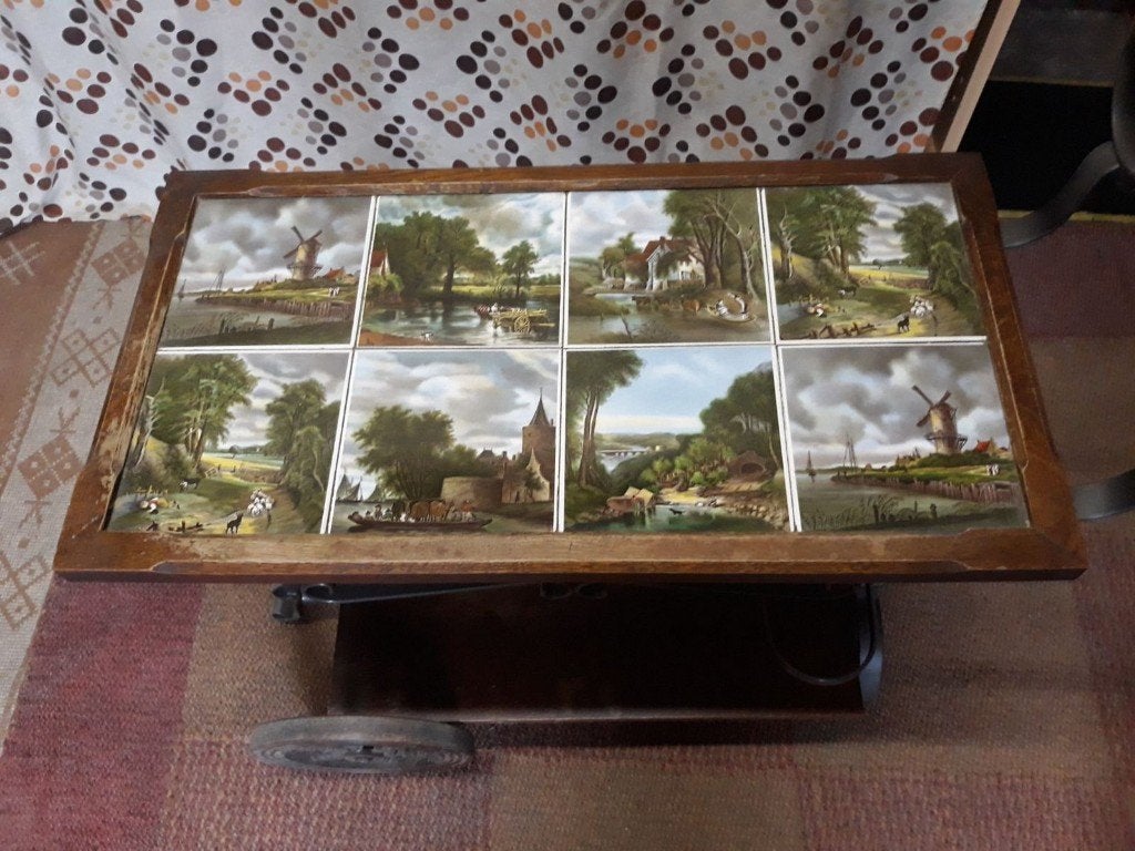 Desserte rectangulaire sur roulettes et rangement bouteilles, Antiquités & Art, Enlèvement