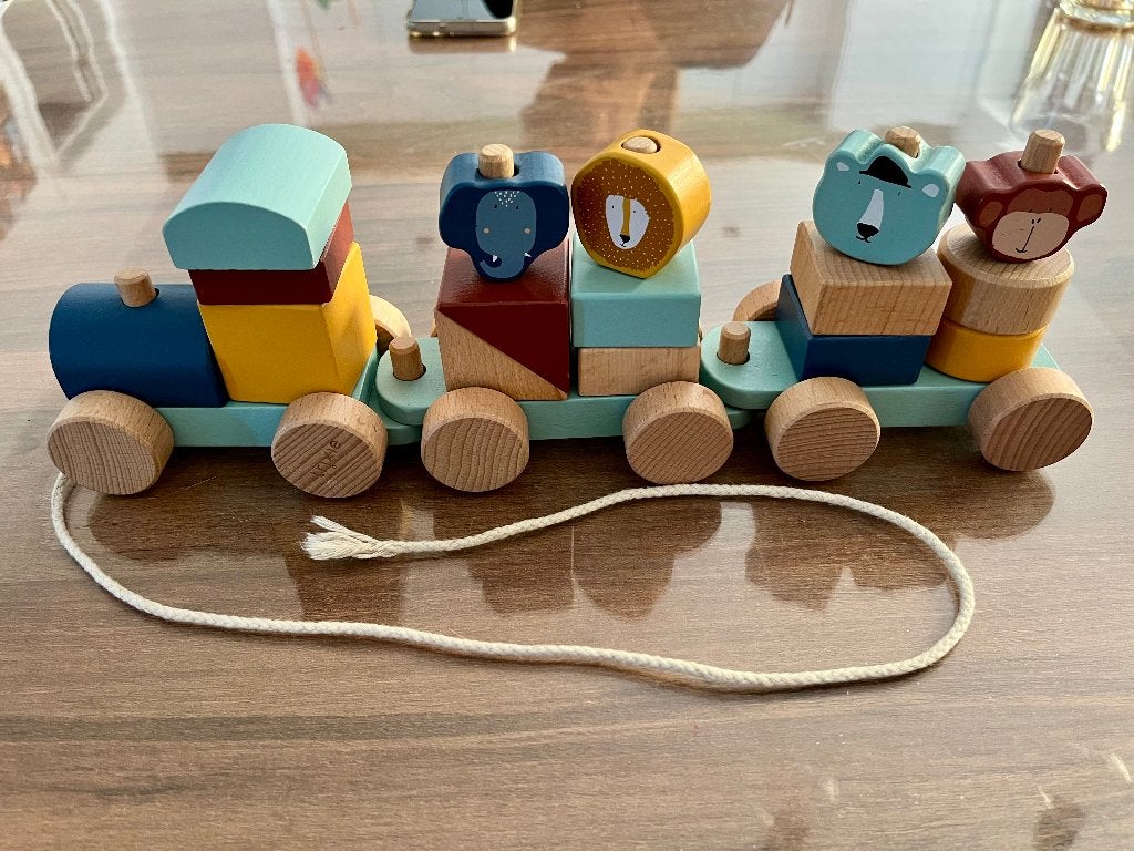 Trixie houten dierentrein, Kinderen en Baby's, Speelgoed | Houten speelgoed, Ophalen, Gebruikt, Duw- of Trekspeelgoed