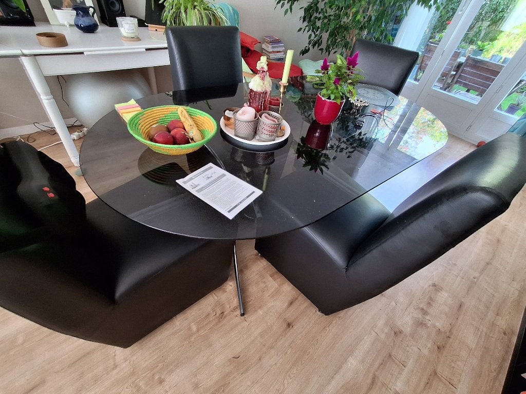 Table en verre, Maison & Meubles, Cinq personnes ou plus, 50 à 100 cm, Enlèvement, Utilisé