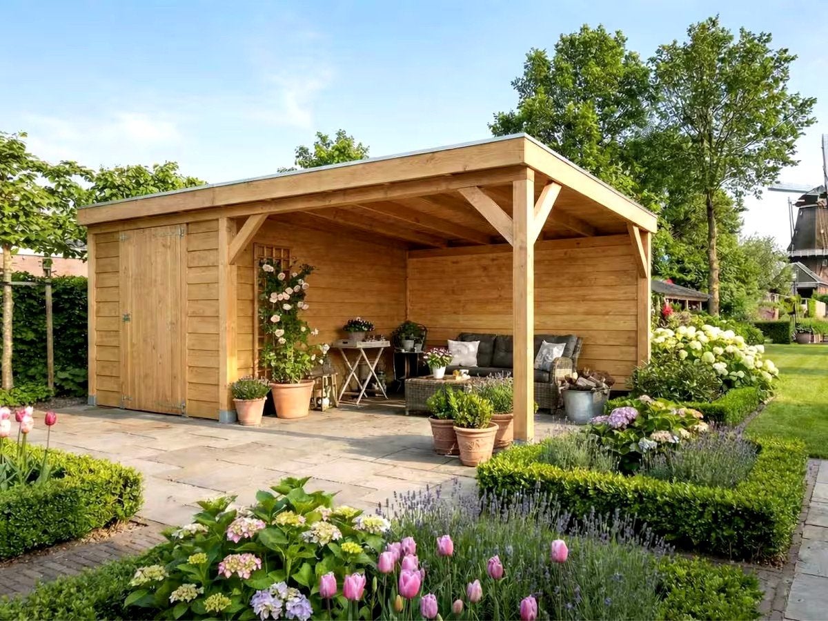 !!!NIEUW!!! Tuinhuis met lounge - blank Douglas 650x400x245, Ophalen, Tuinhuis, Met overkapping