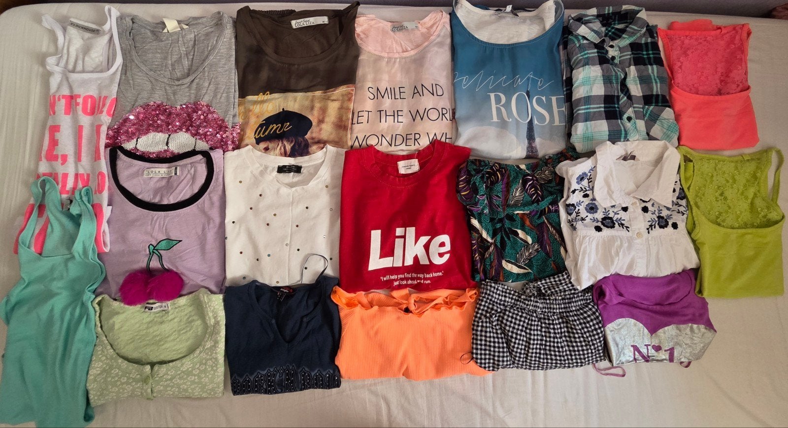Lot van 19 t-shirts, tops,  crop tops, maat XS,S,M, Kleding | Dames, T-shirts, Ophalen of Verzenden, Gedragen, Maat 36 (S), Blauw