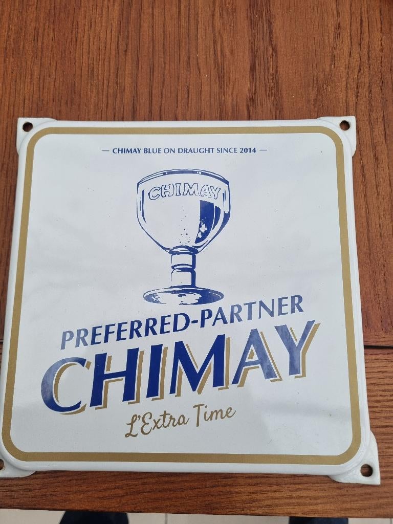 Plaque émaillée bière chimay, Enlèvement ou Envoi, Comme neuf, Panneau, Plaque ou Plaquette publicitaire, Autres marques