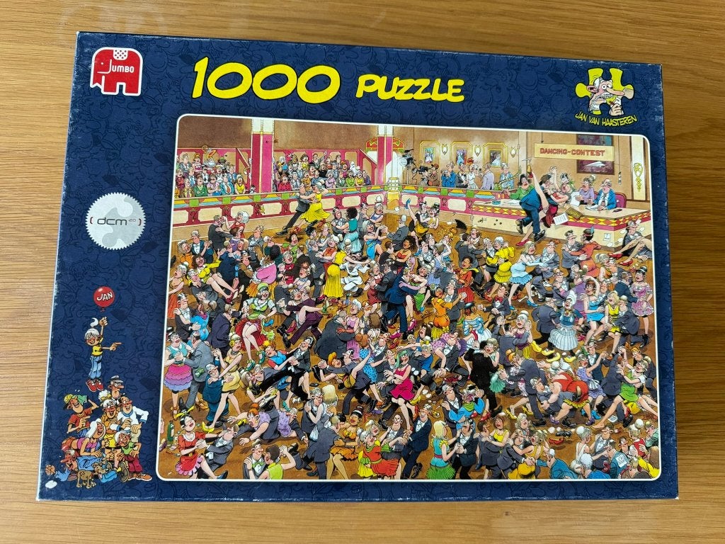 Puzzel Jan Van Haasteren Stijldansen 1000 stukjes, Ophalen of Verzenden, 500 t/m 1500 stukjes, Zo goed als nieuw, Legpuzzel