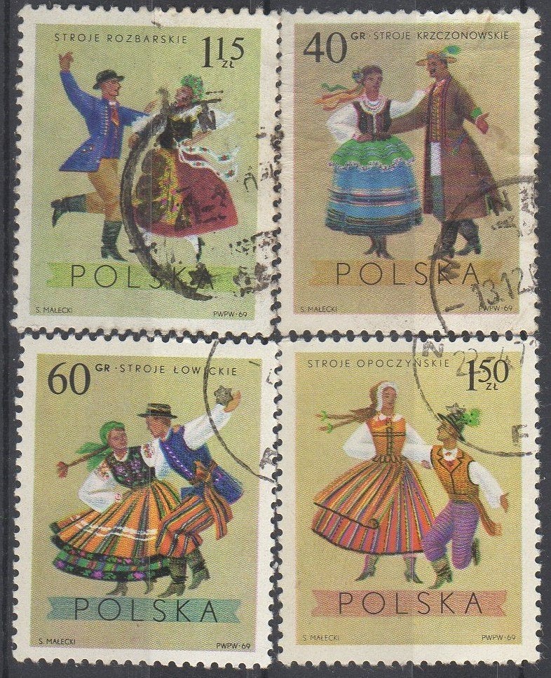 Polen - Volksdansers, Postzegels en Munten, Postzegels | Europa | Overig, Ophalen of Verzenden, Polen, Gestempeld