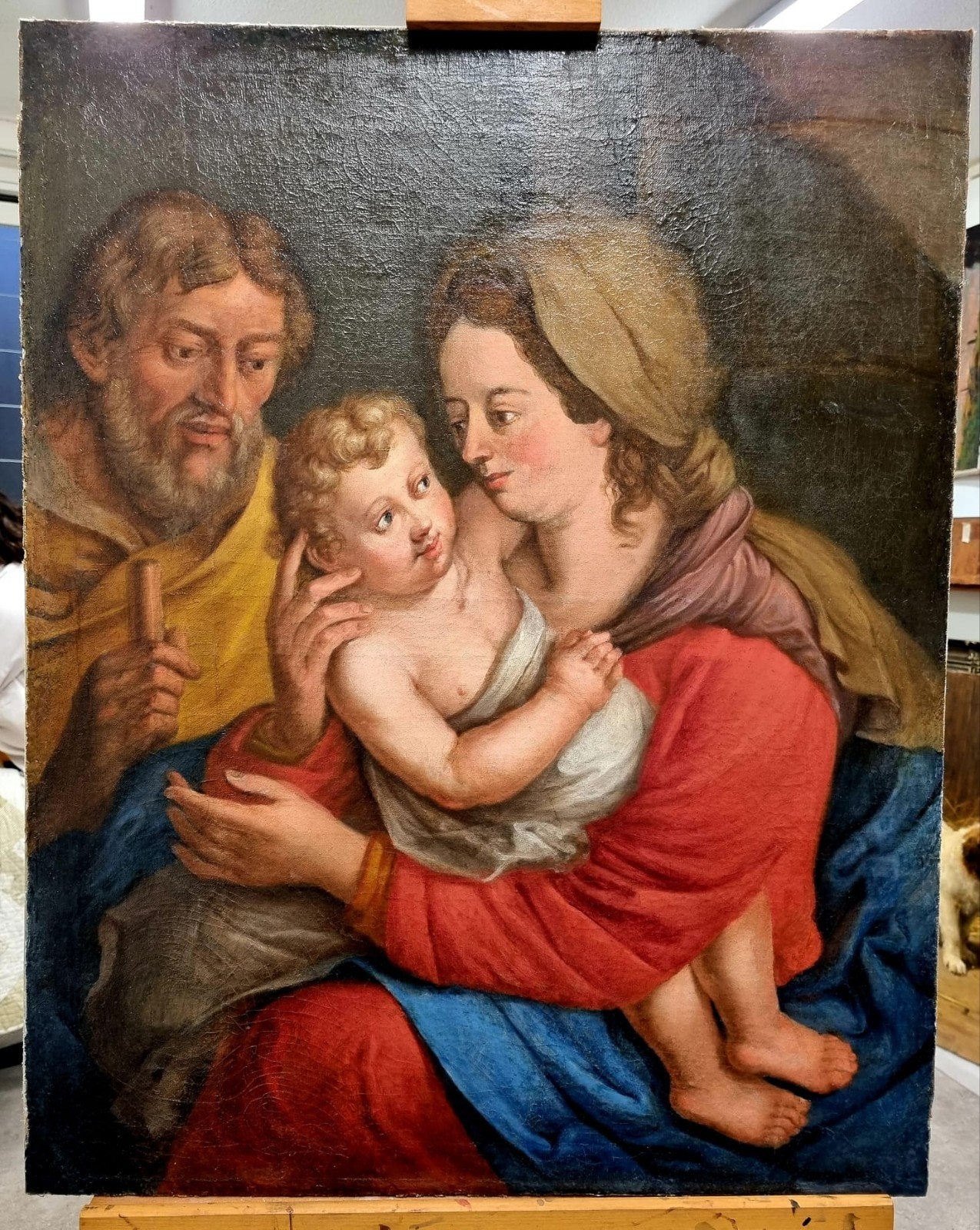 Antiek schilderij 17e eeuw (madonna met kind), Ophalen, Doek, Portret of Personen, Olieverf