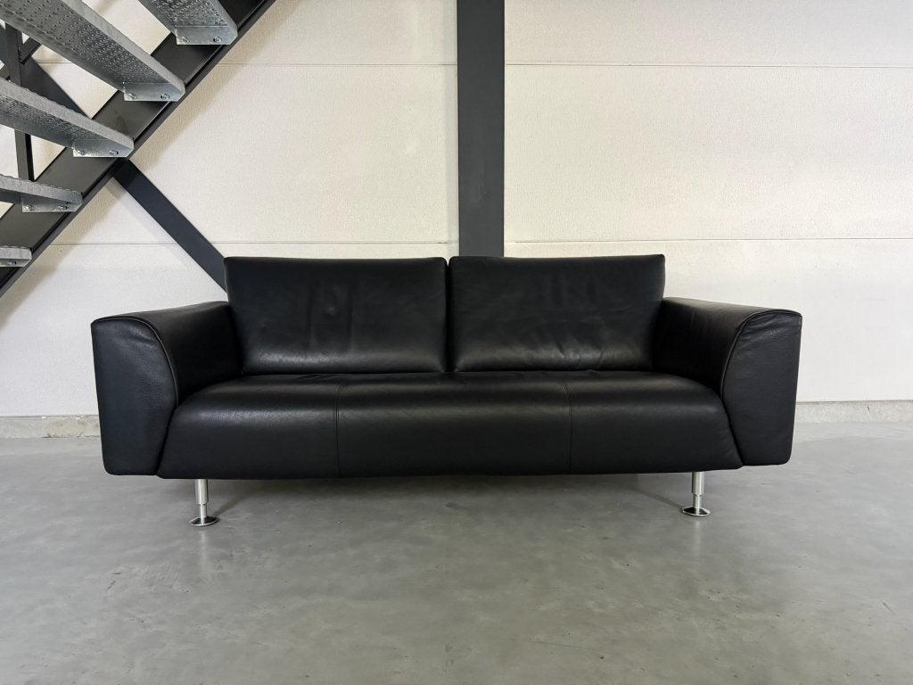 Rolf Benz 250 – Zwart Leder – Uitstekende staat, Huis en Inrichting, Zetels | Zetels, Ophalen, 150 tot 200 cm, Driepersoons, 75 tot 100 cm