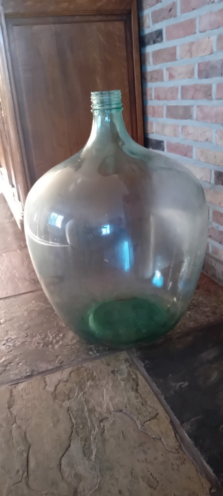 Brocante glazen dame-jeanne fles., Enlèvement ou Envoi