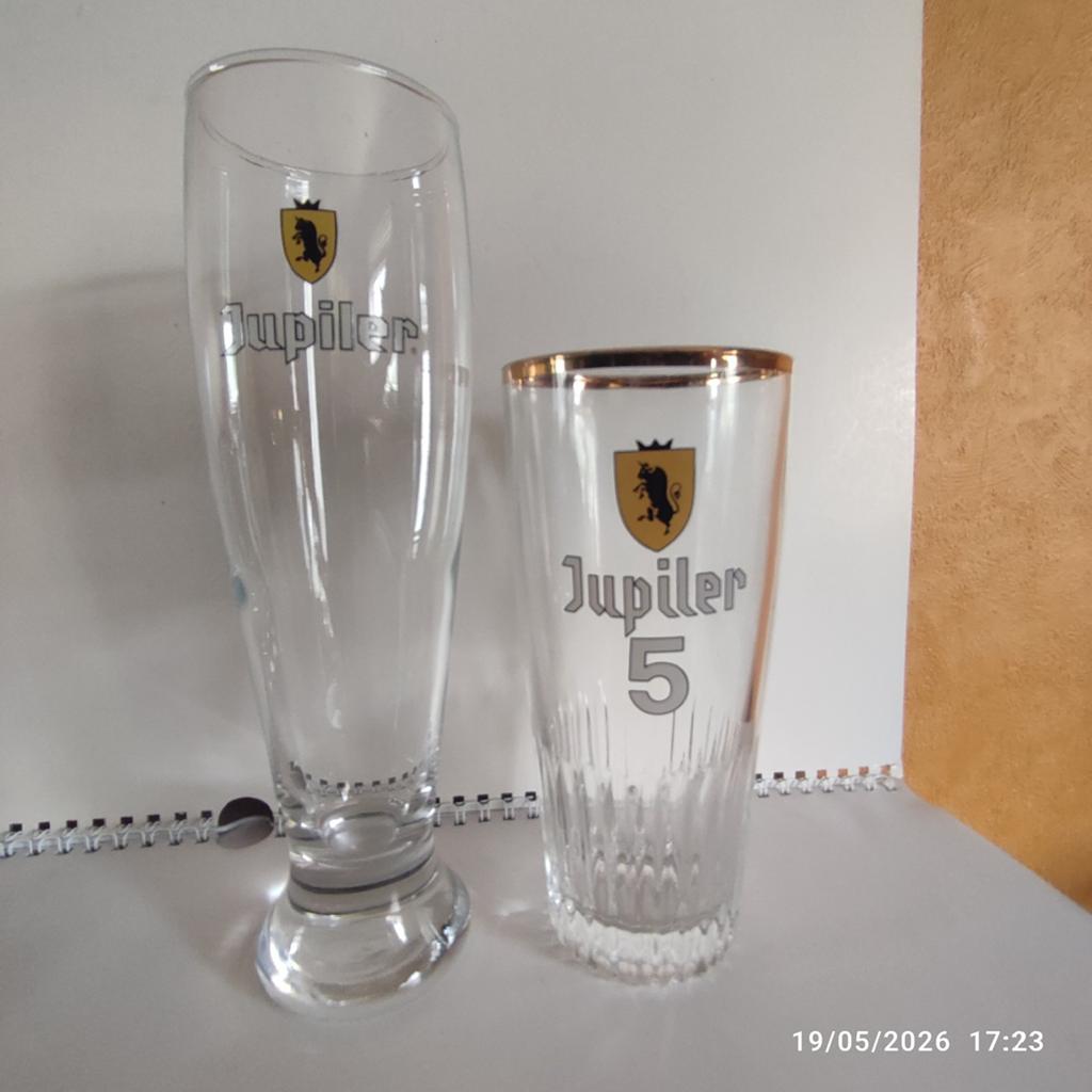 2 anciens verres JUPILER ., Enlèvement, Utilisé, Verre à bière