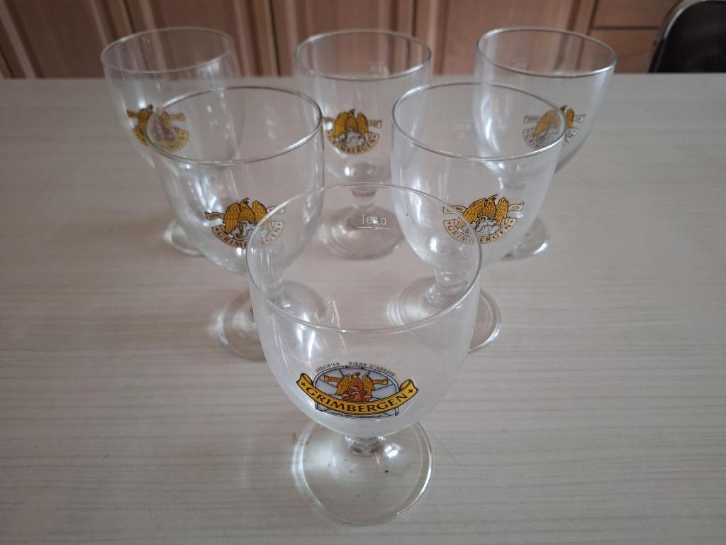 6 Grimbergen bierglazen, Ophalen, Gebruikt, Bierglas