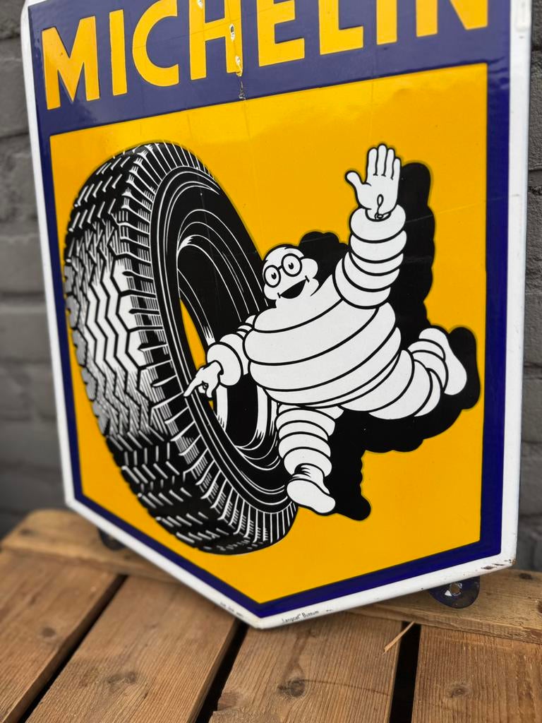 MICHELIN emaille reclamebord, Verzamelen, Ophalen of Verzenden, Gebruikt, Reclamebord