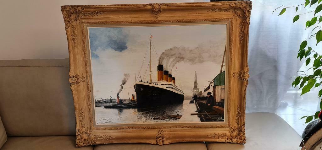 Peinture à l'huile TITANIC - Œuvre unique + Pièce collector, Enlèvement ou Envoi