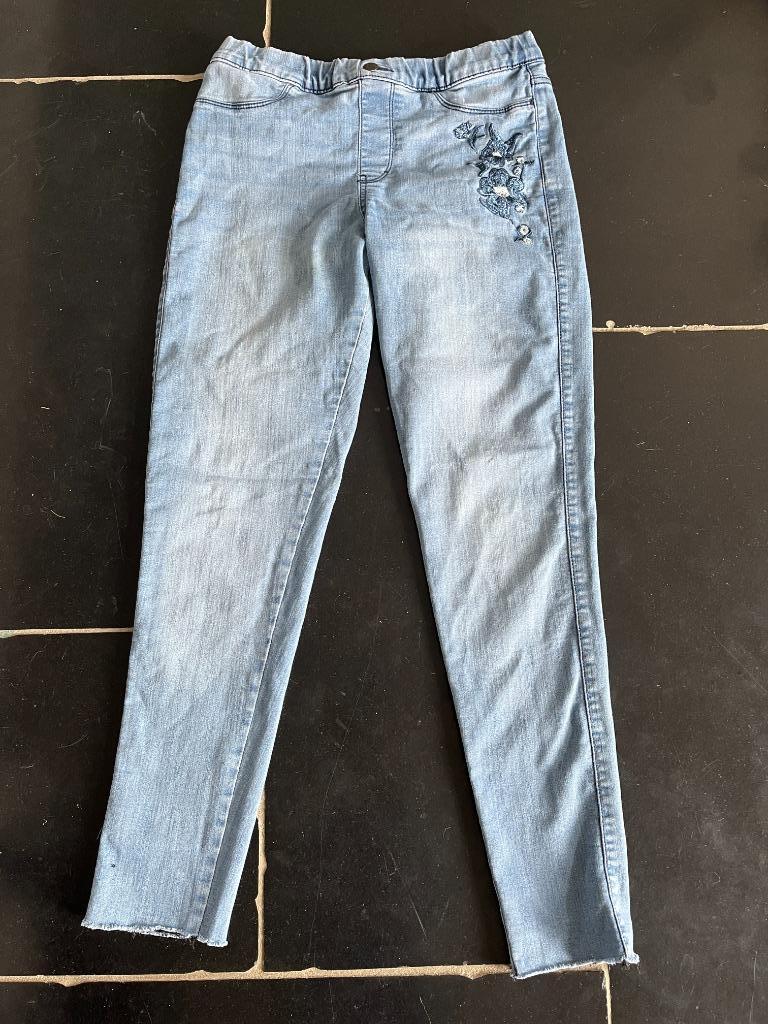 Jeanslegging Esmara bloemen maat 36, Blauw, Zo goed als nieuw, Maat 36 (S), Lang