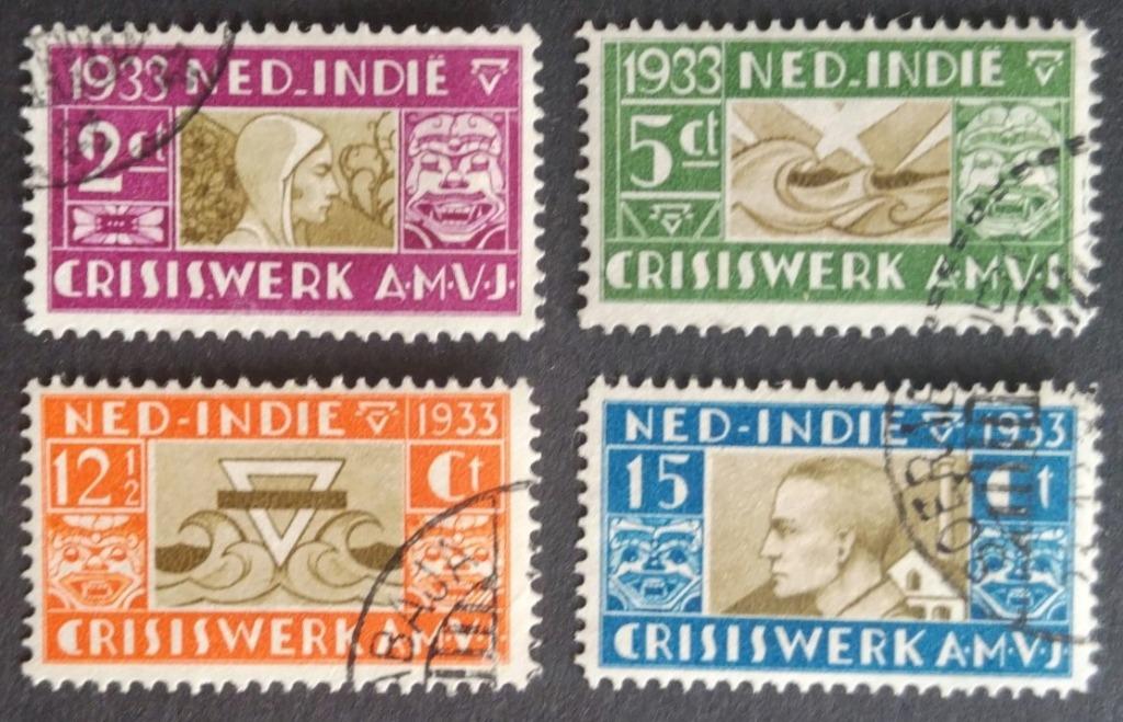 NED.INDIË - nrs. 182 t/m 185, Timbres & Monnaies, Timbres | Indes orientales néerlandaises, Envoi, Affranchi, Indes néerlandaises