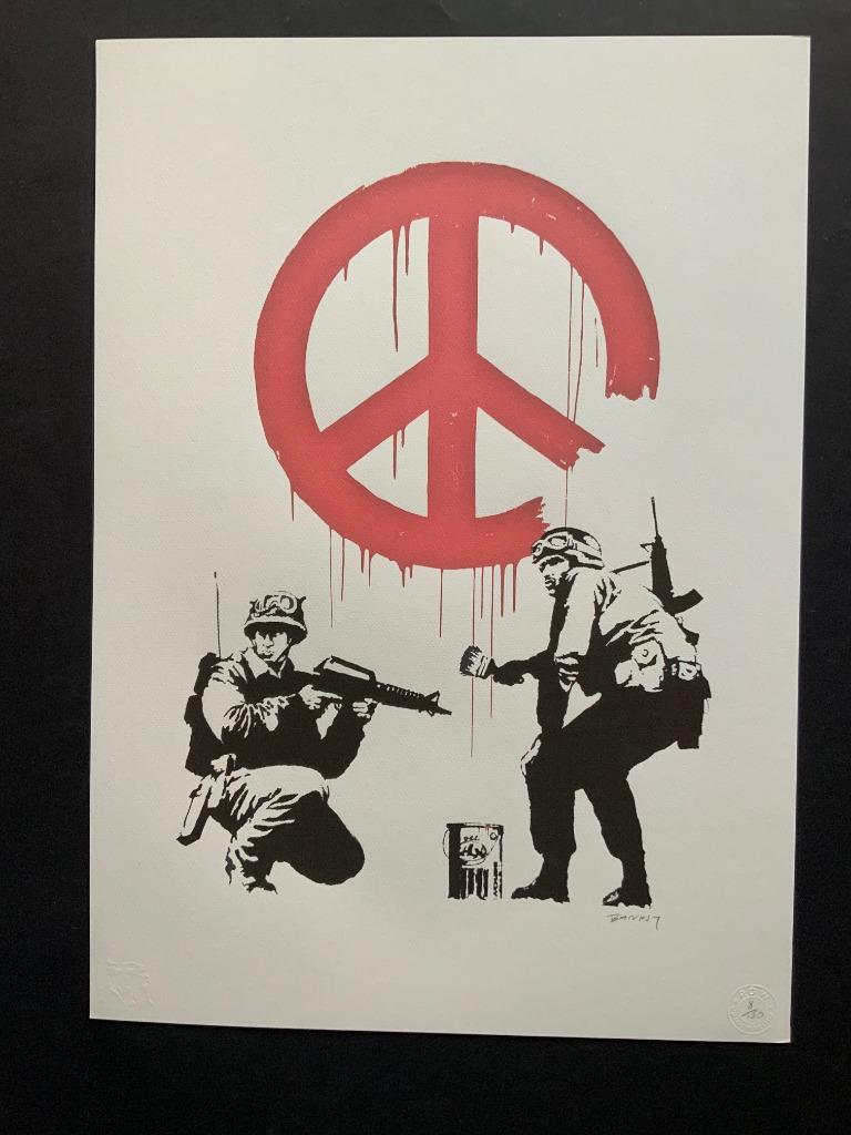 Litho van Banksy CND Soldiers (groot), Enlèvement ou Envoi