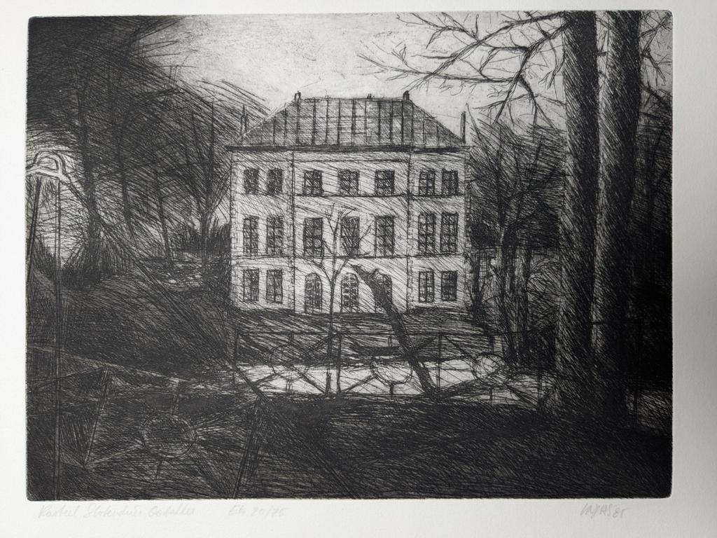 Injas Devoldere - gravure - 1985 - Château de Slotendries Oo, Enlèvement ou Envoi