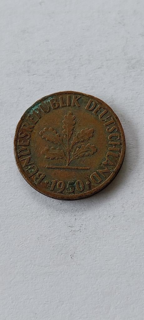 Duitsland 1 pfennig 1950, Postzegels en Munten, Verzenden, Duitsland, Losse munt