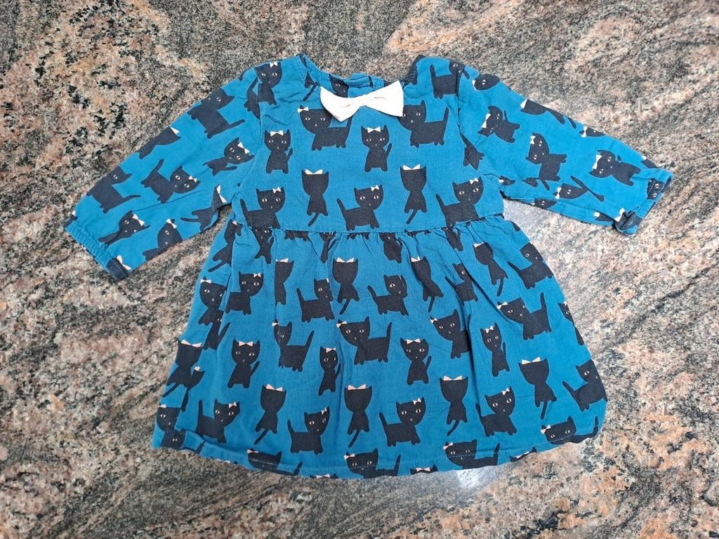 Robe à manches longues Turquoise t 6m, chats noirs, P’tit Filou, Robe ou Jupe, Enlèvement ou Envoi, Comme neuf