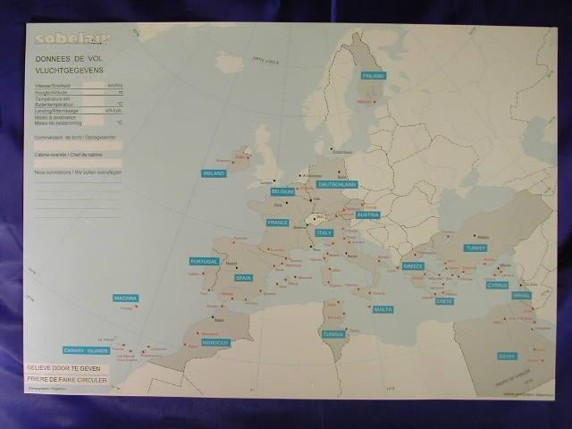 Carte Sabena Sobelair (fiche technique de vol), Europe, Enlèvement ou Envoi, Neuf