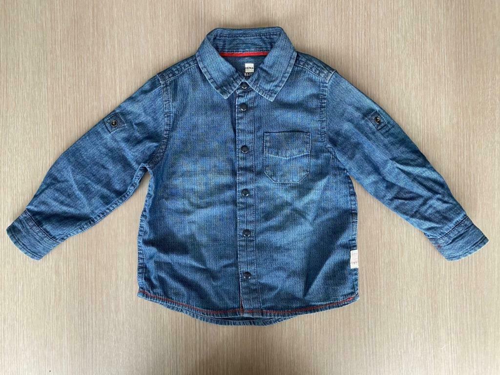 Jeanshemd Hema maat 86-92, Kinderen en Baby's, Babykleding | Maat 86, Gebruikt, Verzenden, Overhemdje of Bloesje, Hema