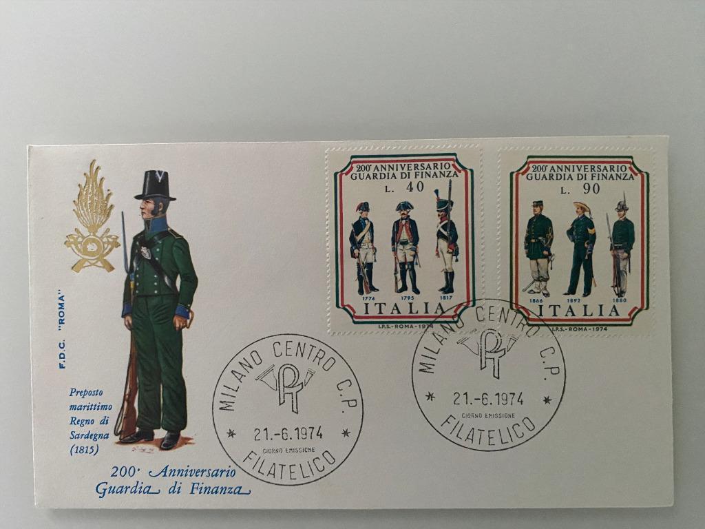 Postzegel First Day Cover 200Anniversario Guardia di Finanz, Ophalen of Verzenden, Gestempeld