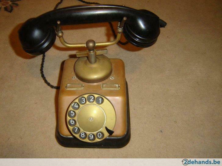 Koperen oude telefoon, Ophalen of Verzenden, Gebruikt