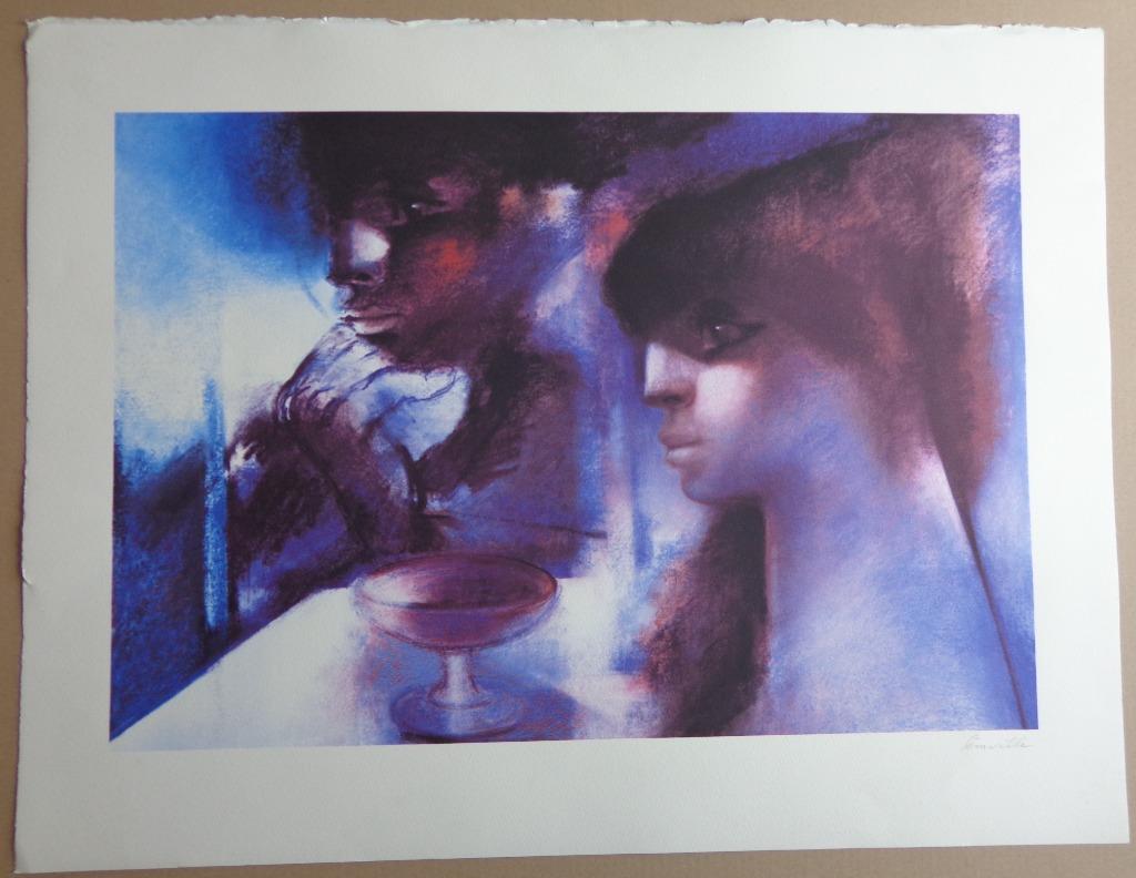 ROGER SOMVILLE / APERO TIME / KLEURZEEFDRUK / 60x79cm / SIG, Antiek en Kunst, Kunst | Litho's en Zeefdrukken, Ophalen of Verzenden