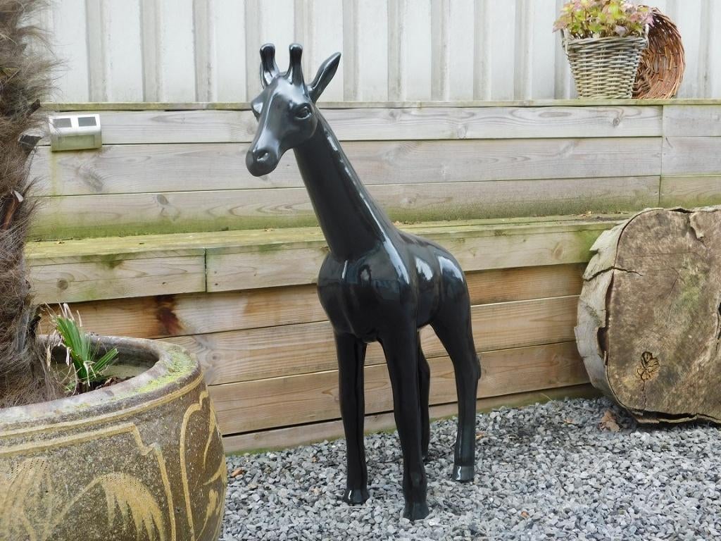 Decoratieve giraffe - zwart - polystone, Antiek en Kunst, Ophalen of Verzenden