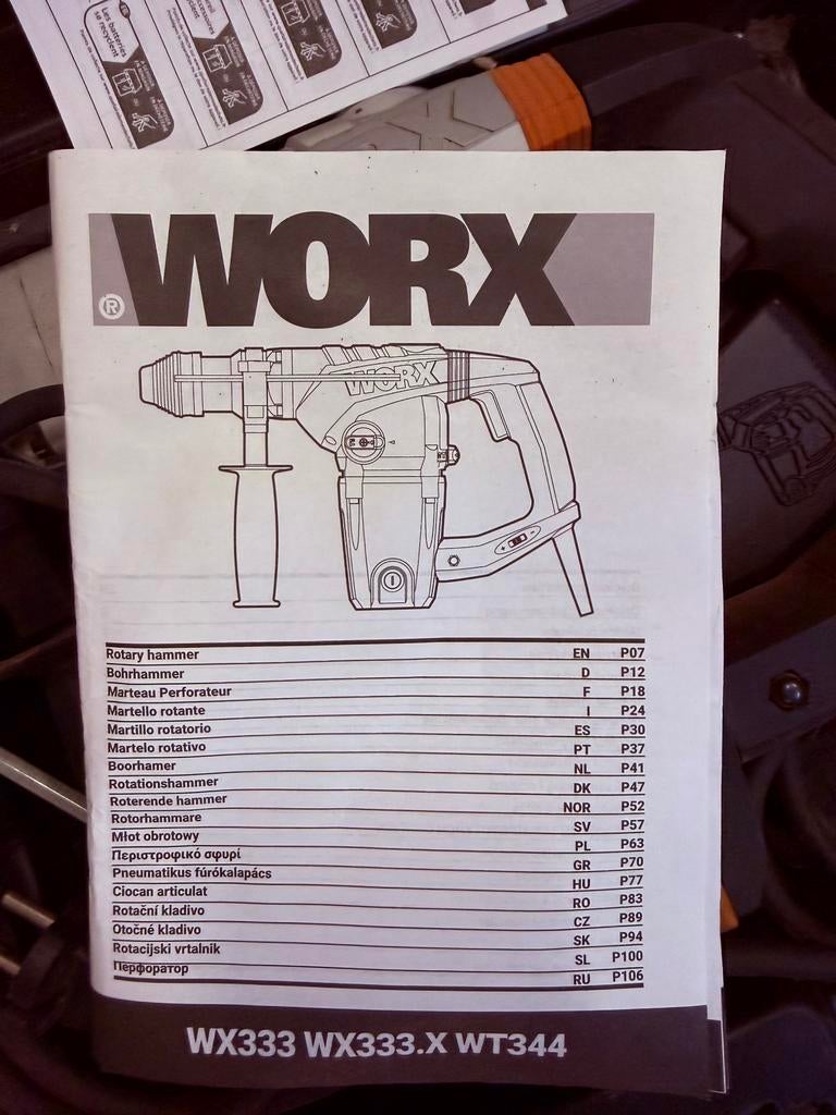 Hamerboor - Worx WX333 met snoer 230V 5,0 J SDS-plus, Doe-het-zelf en Bouw, Ophalen of Verzenden, Zo goed als nieuw