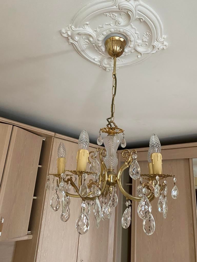 Antieke luster koper, Ophalen, Gebruikt, Glas, Retro