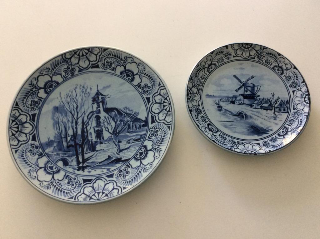 2 vintage borden in Delfts porselein, Ophalen of Verzenden