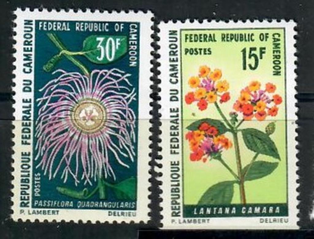 Cameroun bloemen yvertnrs.:481/82 postfris, Envoi, Non oblitéré, Animal et Nature