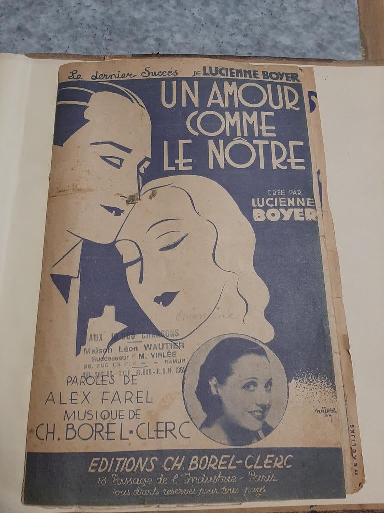 Lot de partitions anciennes de chansons françaises (Années 3, Antiek en Kunst, Ophalen