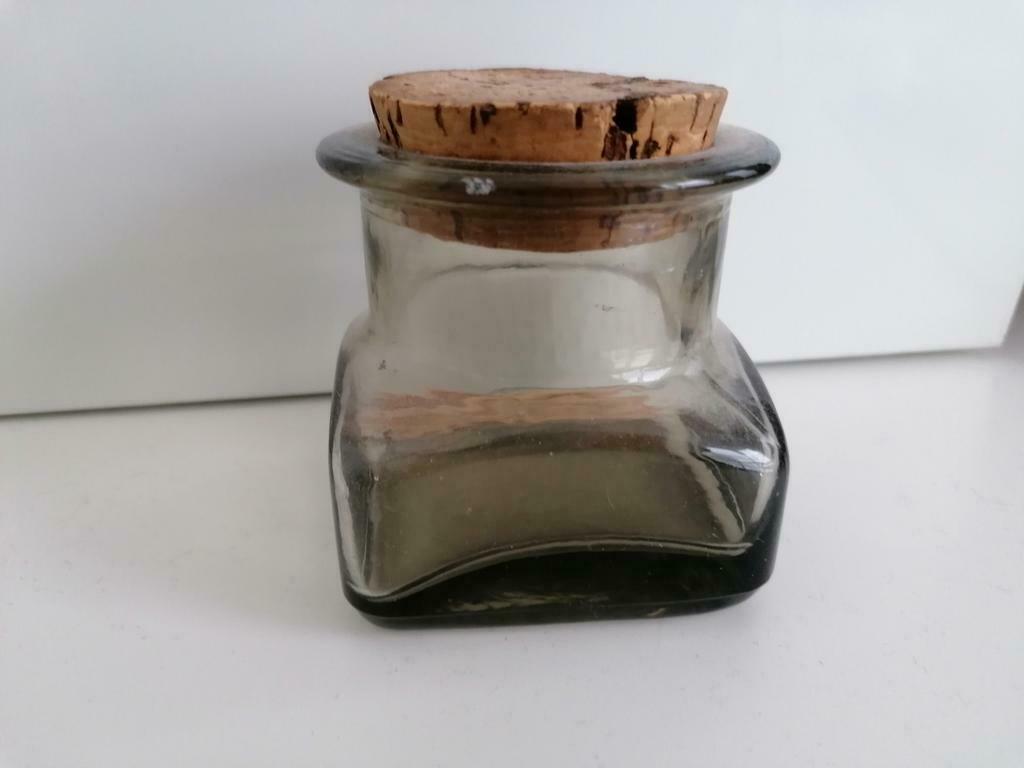 vintage oude zeer mooie pot dik gerookt glas kurk stop, Ophalen