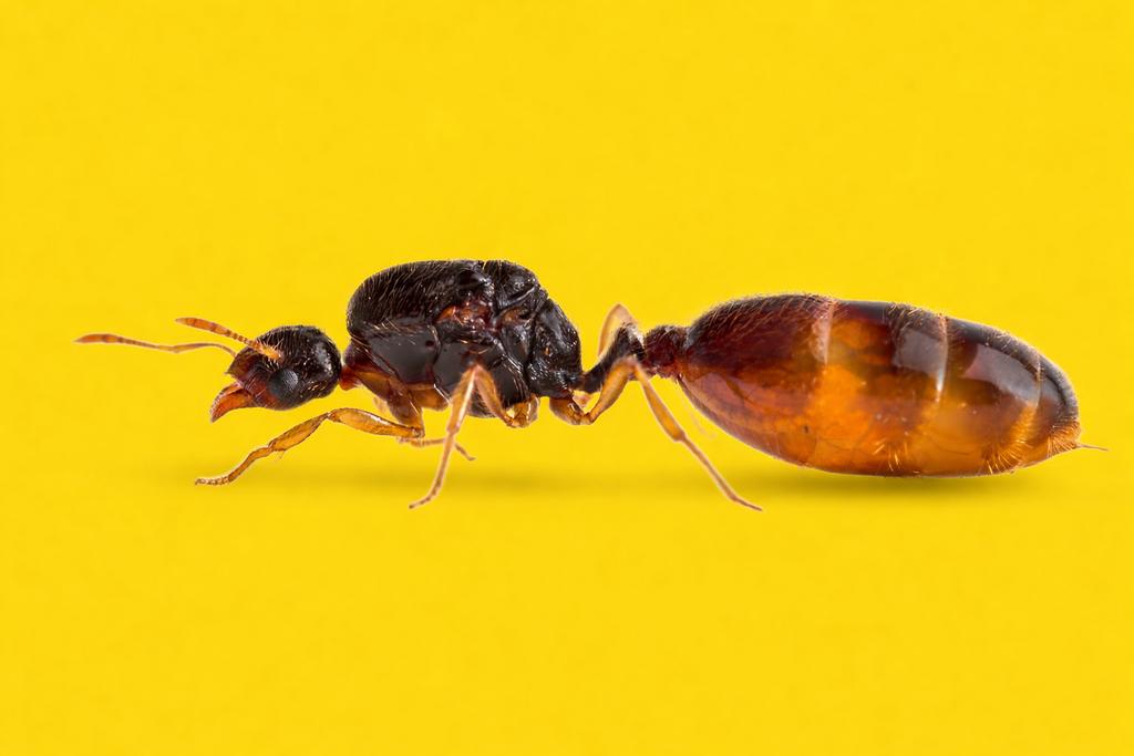 Solenopsis Fugax, reine des fourmis avec couvain