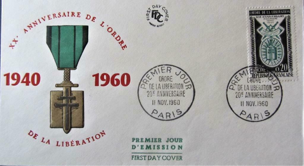 FDC OORLOG- FRANKRIJK- MILITAIRE DECORATIE, Ophalen of Verzenden, Gestempeld, Overige thema's