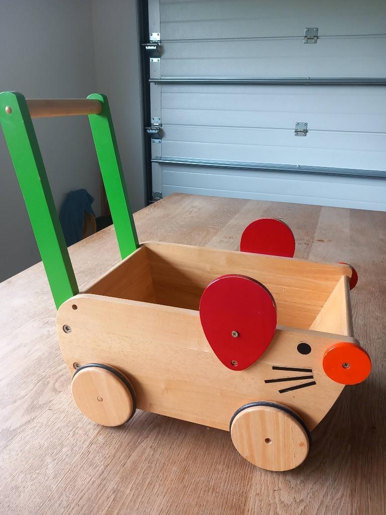 Houten poppenwagen - houten karretje, Kinderen en Baby's, Speelgoed | Houten speelgoed, Ophalen, Zo goed als nieuw