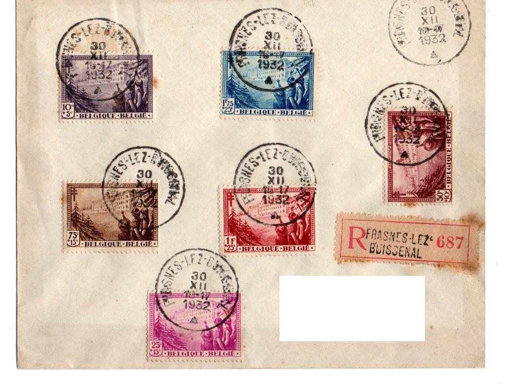 Timbres 356 à 361 Belge Sur Enveloppe, Oblitéré, Enlèvement ou Envoi, Affranchi, Avec enveloppe