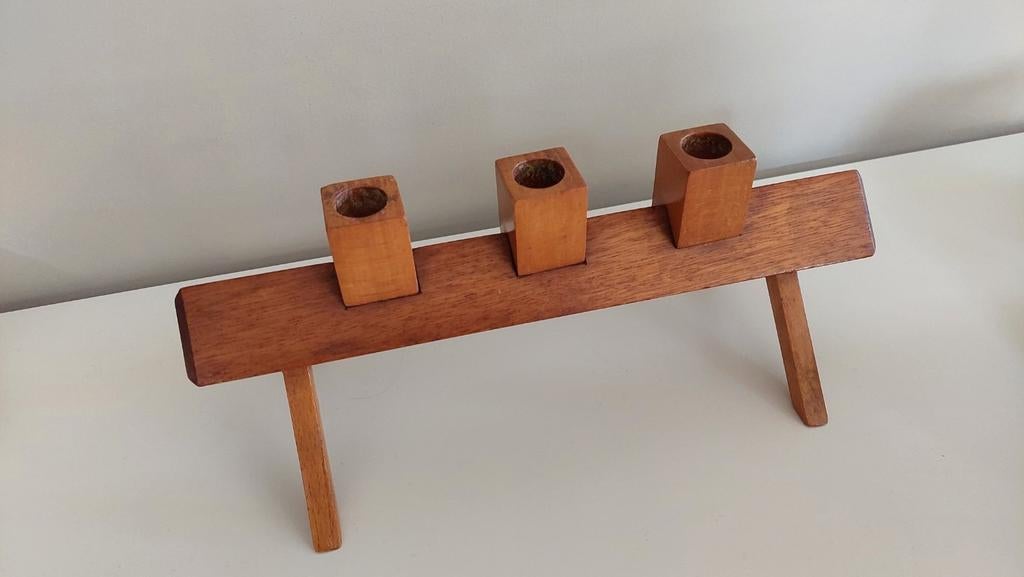 Vintage houten Art Deco kaarsenhouder, Ophalen of Verzenden