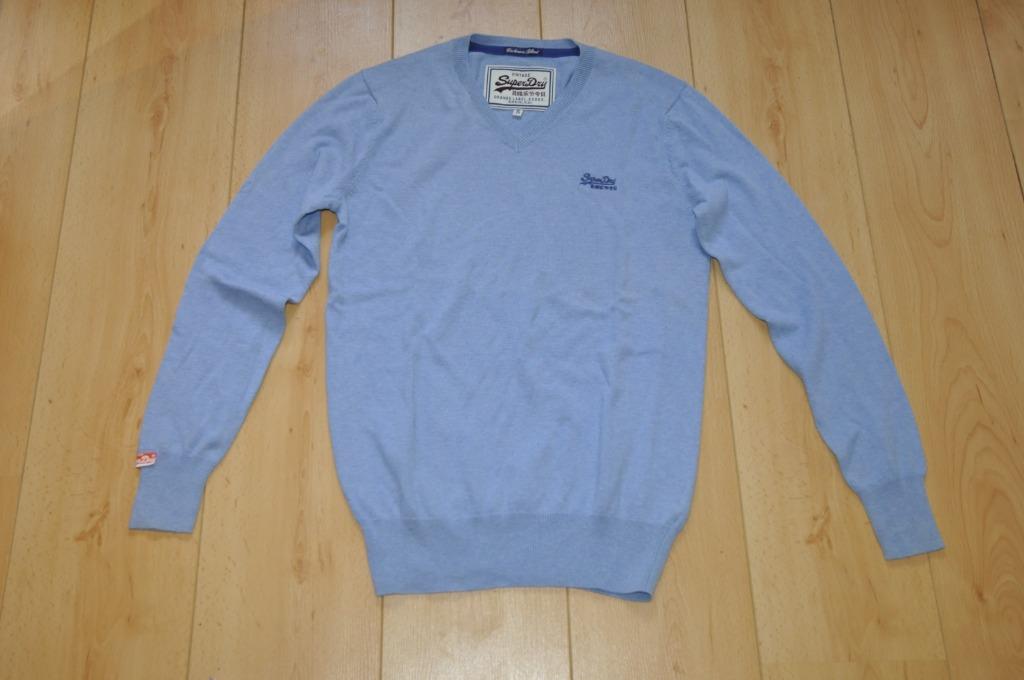 Superdry pull bleu col en v t.S homme/ L femme, Enlèvement ou Envoi, Porté, Bleu, Taille 46 (S) ou plus petite
